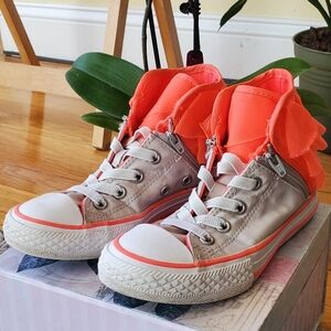 Converse JR All Star Size 12 Block Party Frill Shoe Pull-on Zipper Kids Toddlers